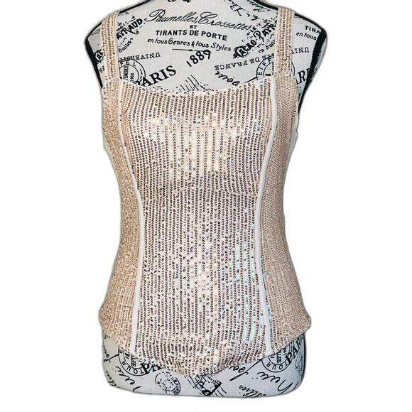 NWT Grace Karin Champagne Pink Sequin Tank Medium Sequin Stretch - Picture 1 of 12